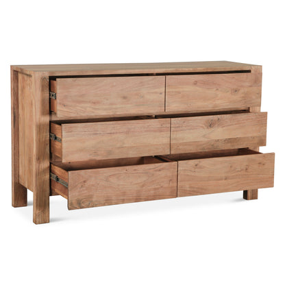 60" Brushed Acacia Wood Dresser