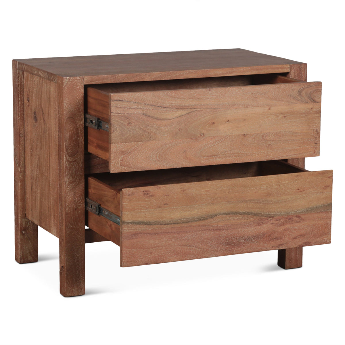 18" Brushed Acacia Wood Nightstand