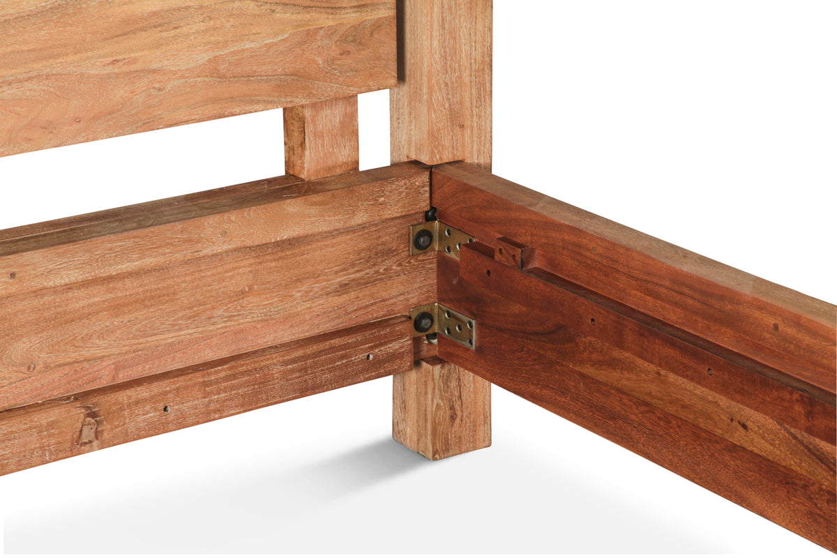 83" Brushed Acacia Wood King Size Bed
