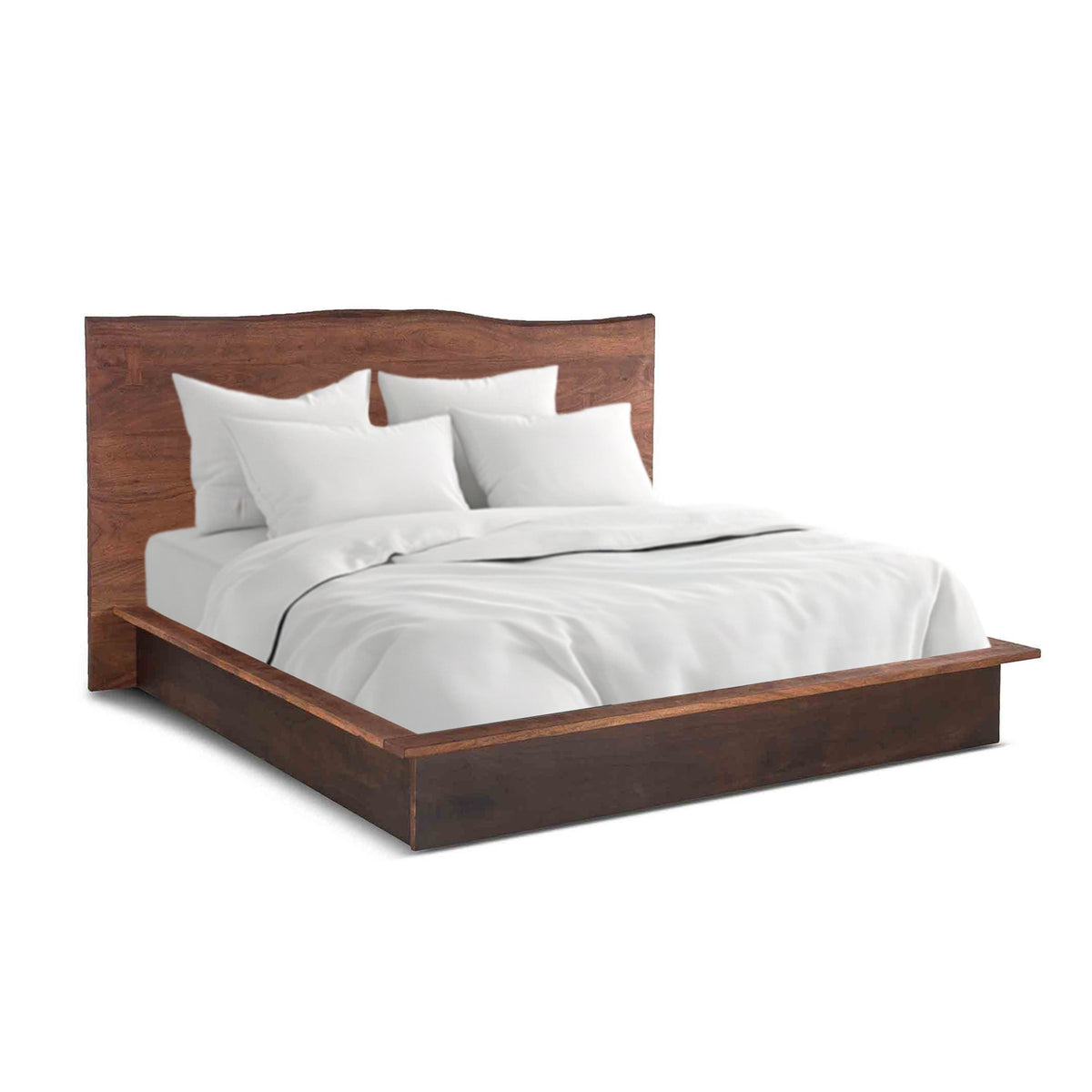 91" Raw Walnut and Ebony King Size Bed