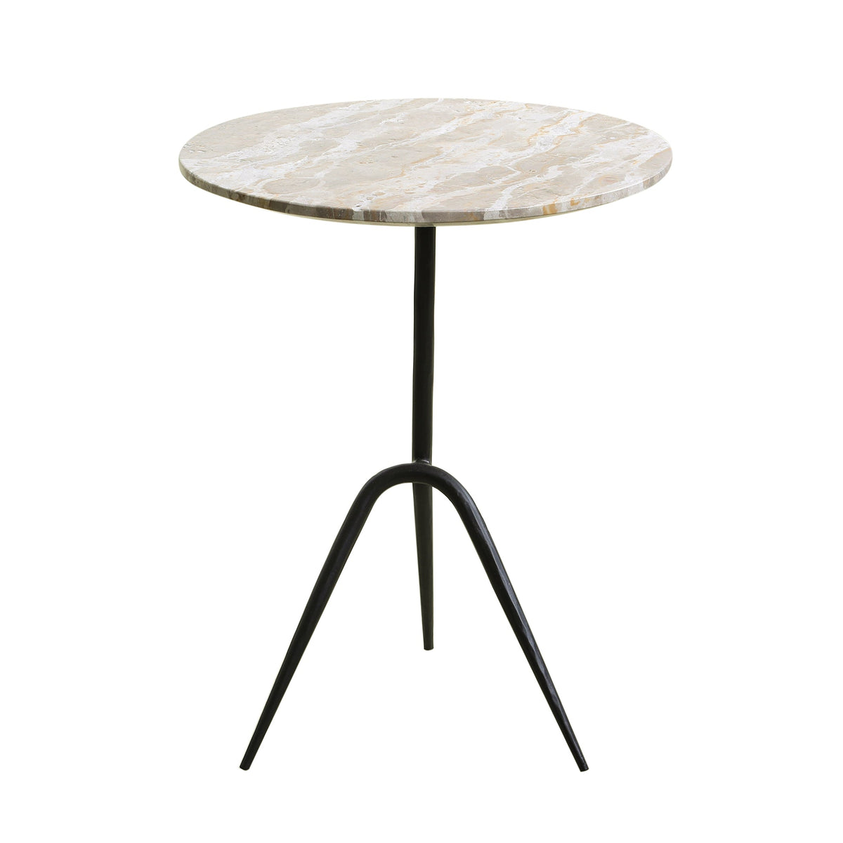 18" Capri Beige Marble Accent Table