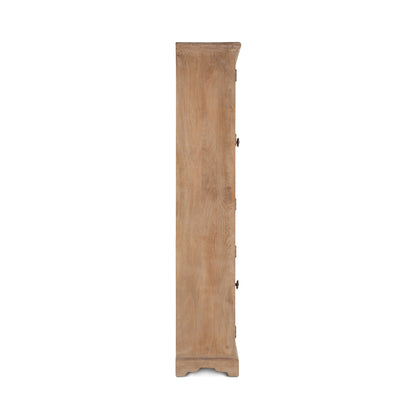 38" Antique Oak Tall Glass Cabinet