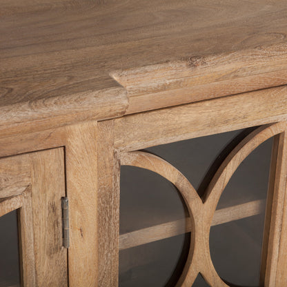 75" Antique Oak Glass Cabinet