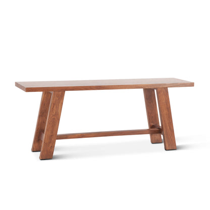 60" Cinnamon Brown Acacia Wood Counter Bench