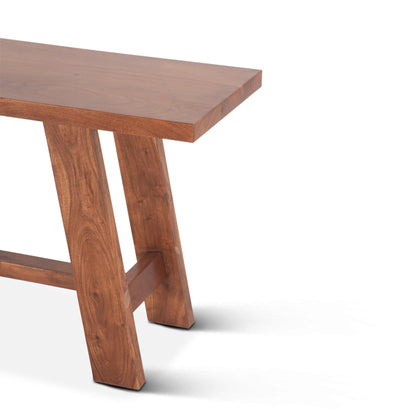 60" Cinnamon Brown Acacia Wood Counter Bench
