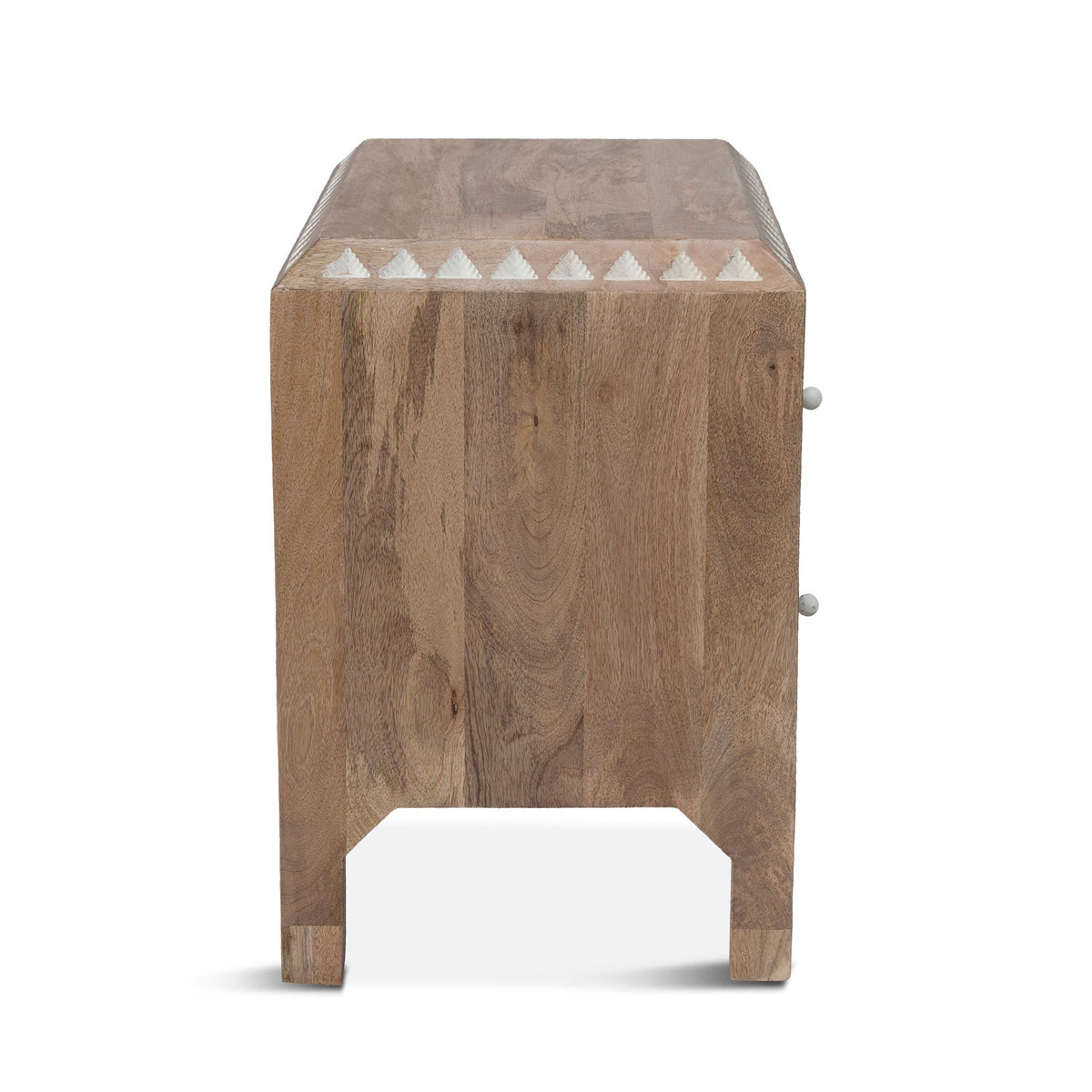 26" Carved Natural White Nightstand