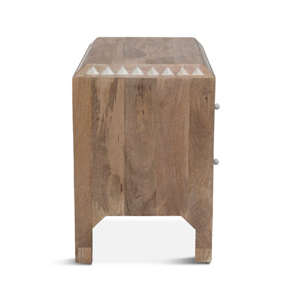 26" Carved Natural White Nightstand