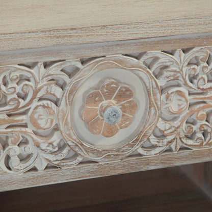 26" Carved Heirloom White Mango Nightstand