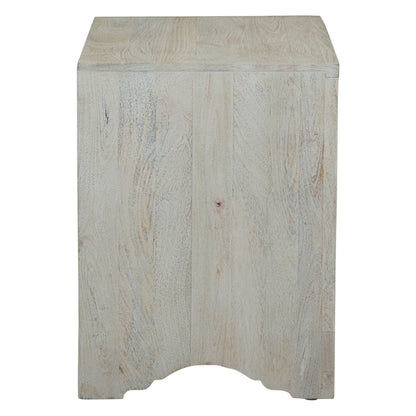26" Carved Heirloom White Mango Nightstand