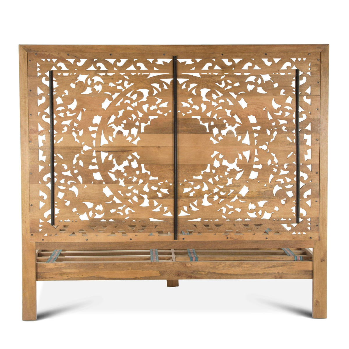 80" Hand-Carved Whitewash King Size Bed