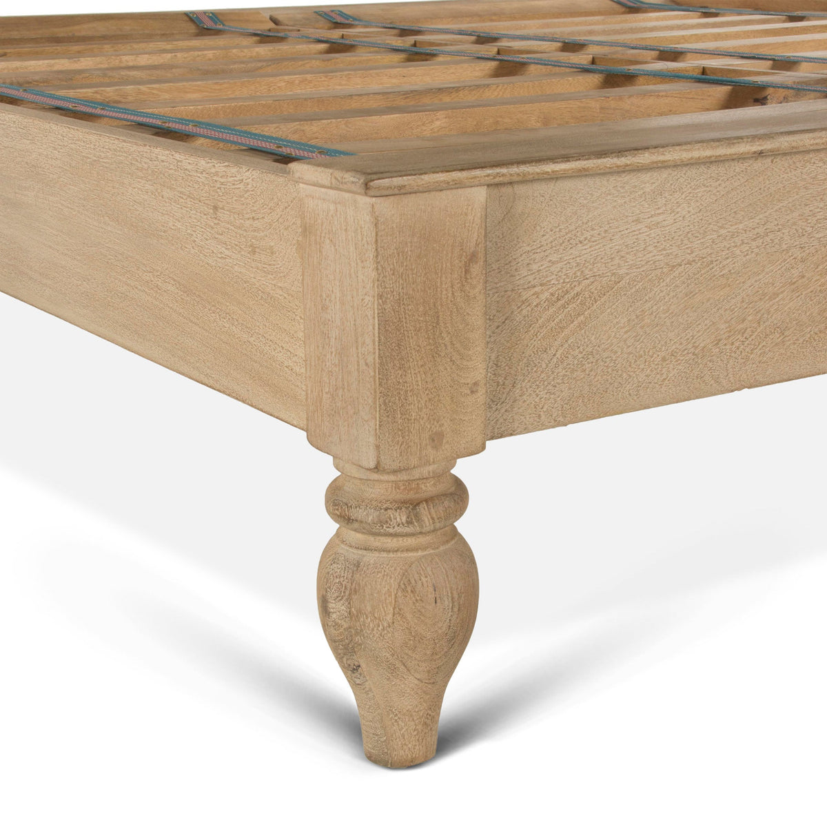 80" Hand-Carved Whitewash King Size Bed