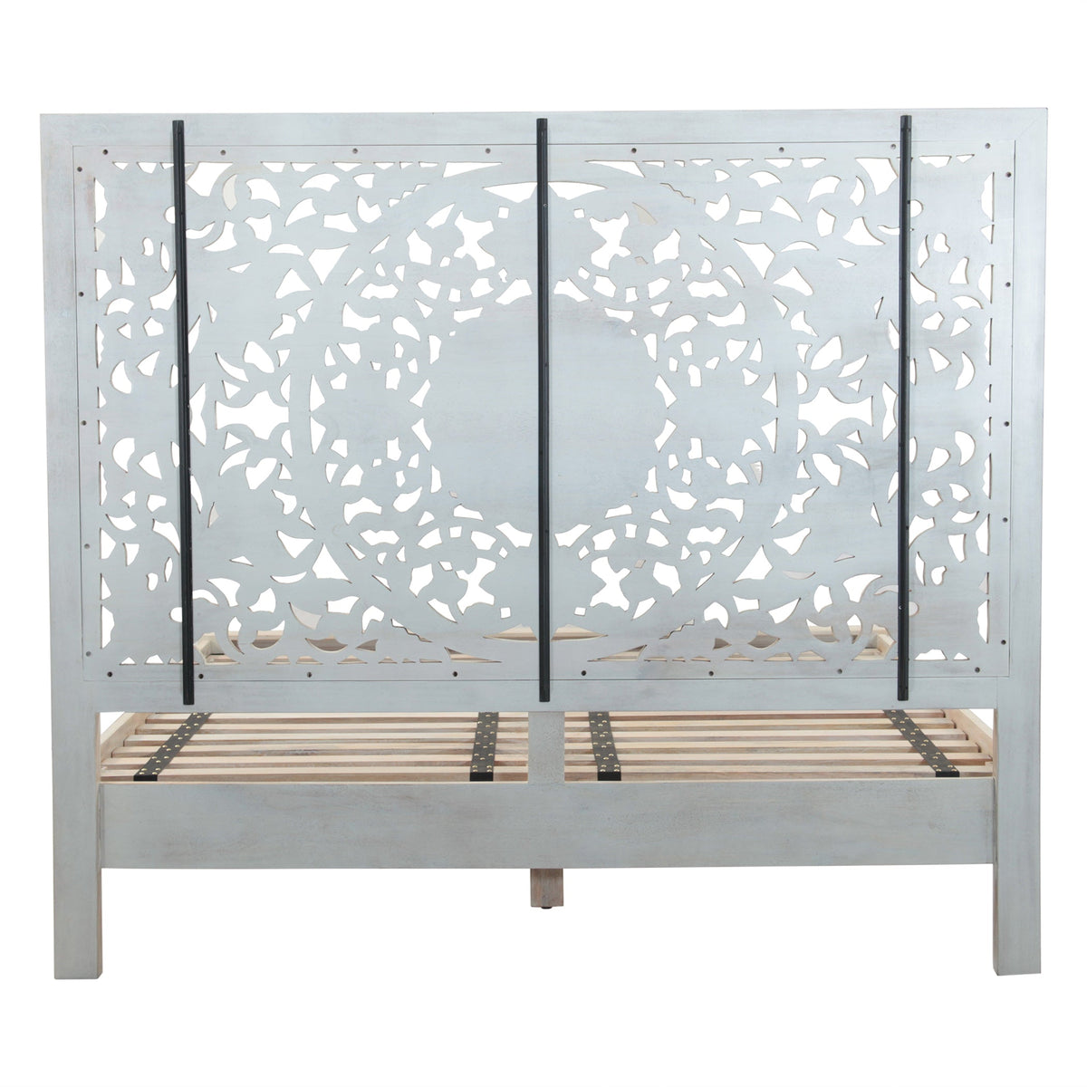 64" Hand Carved Heirloom White Mango Queen Bed