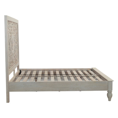 64" Hand Carved Heirloom White Mango Queen Bed