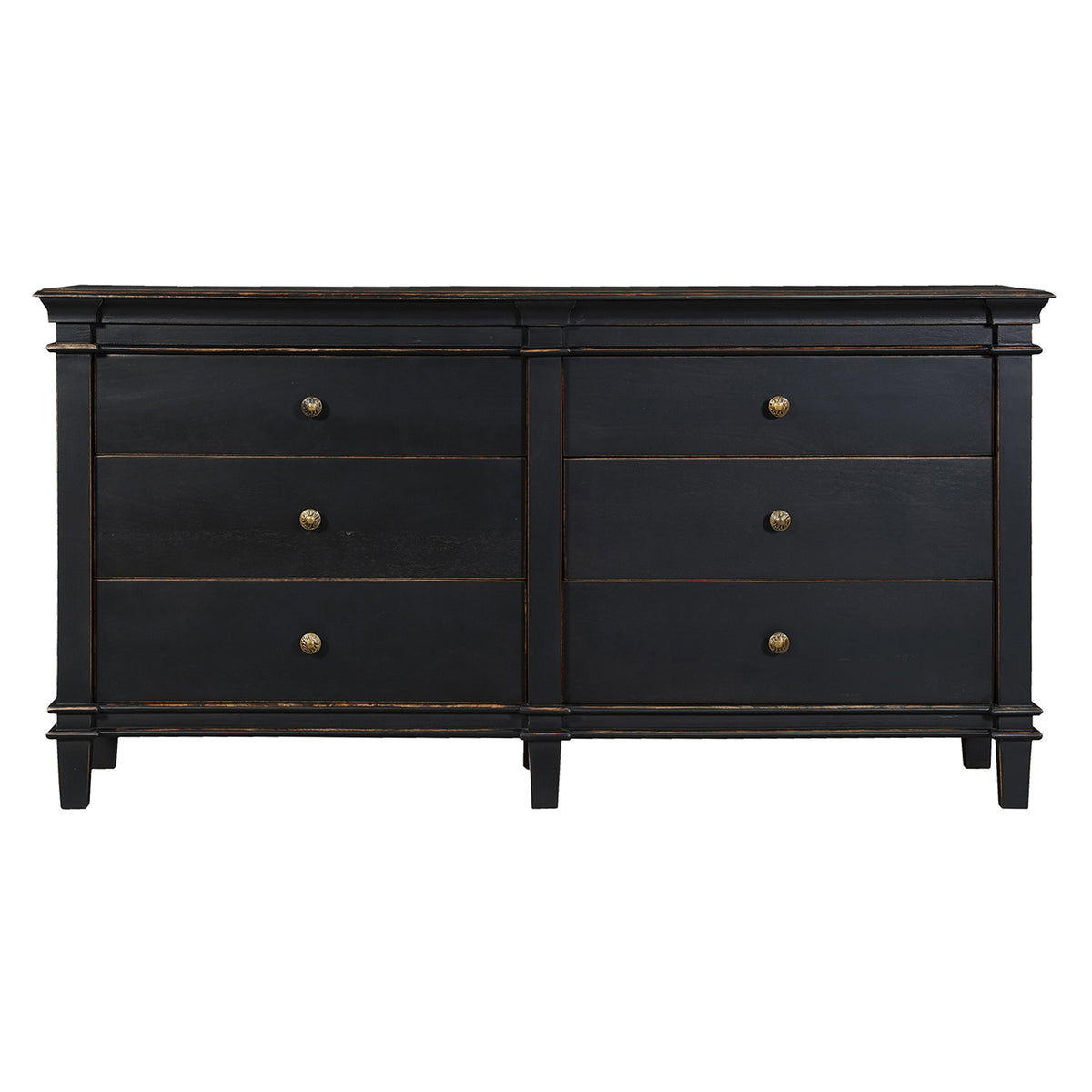 70" Distressed Black Mango Dresser
