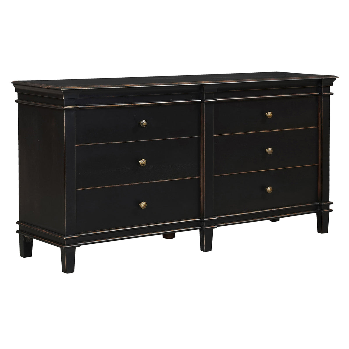 70" Distressed Black Mango Dresser
