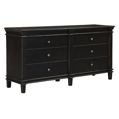 70" Distressed Black Mango Dresser