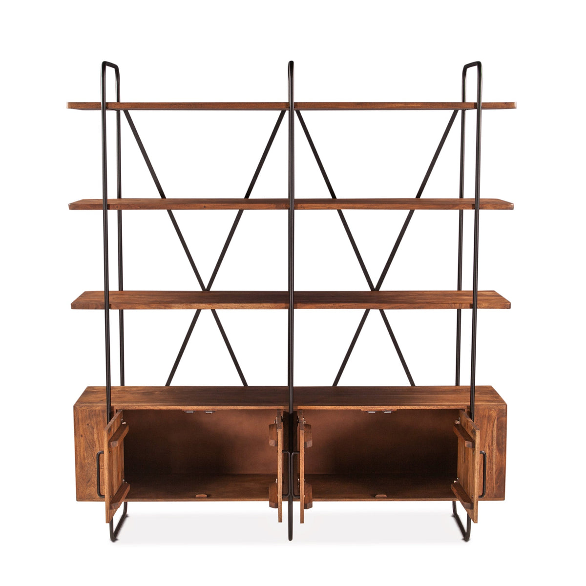 75" Pecan Brown Acacia Wood Bookshelf