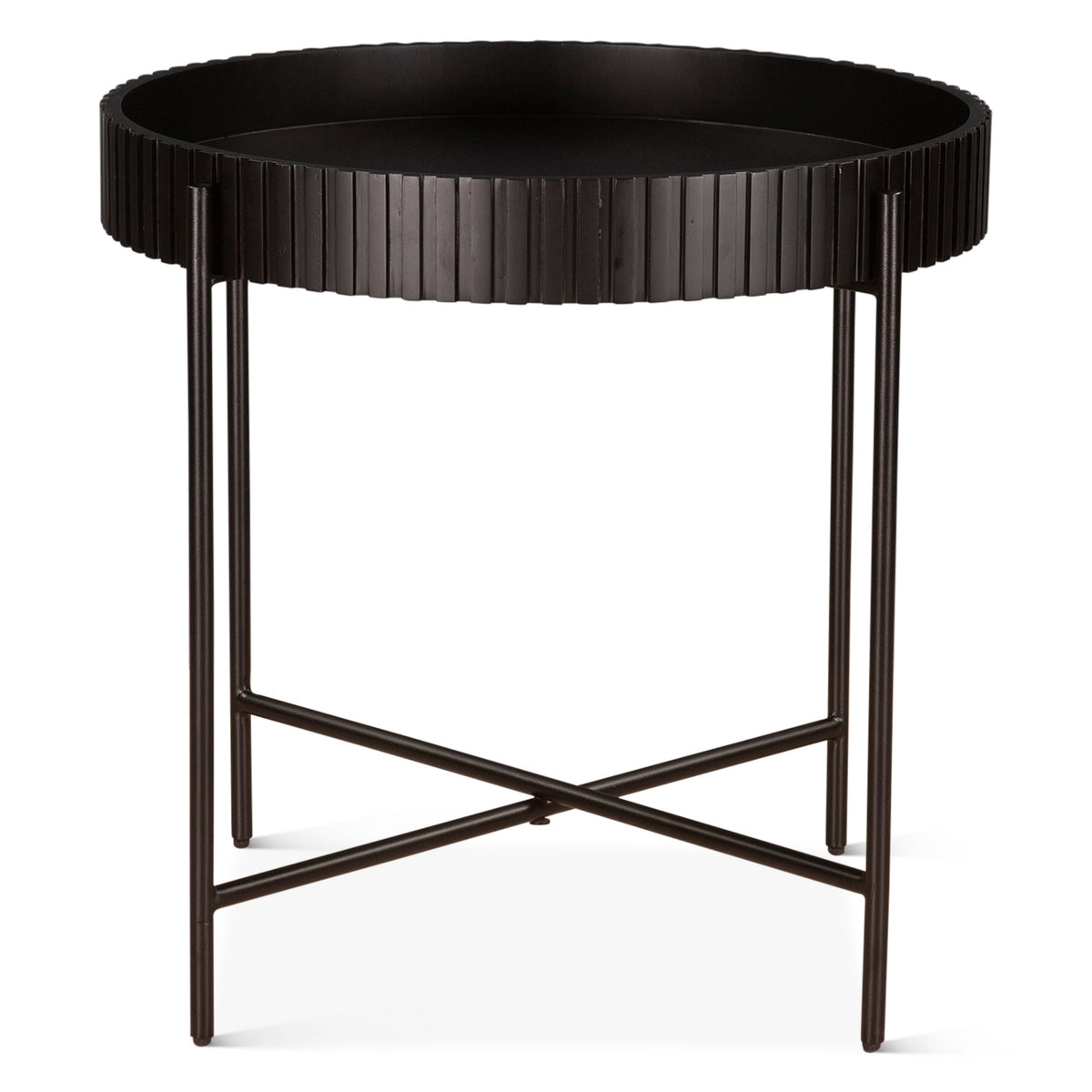 29" Matte Black Wood Nesting Tray Tables