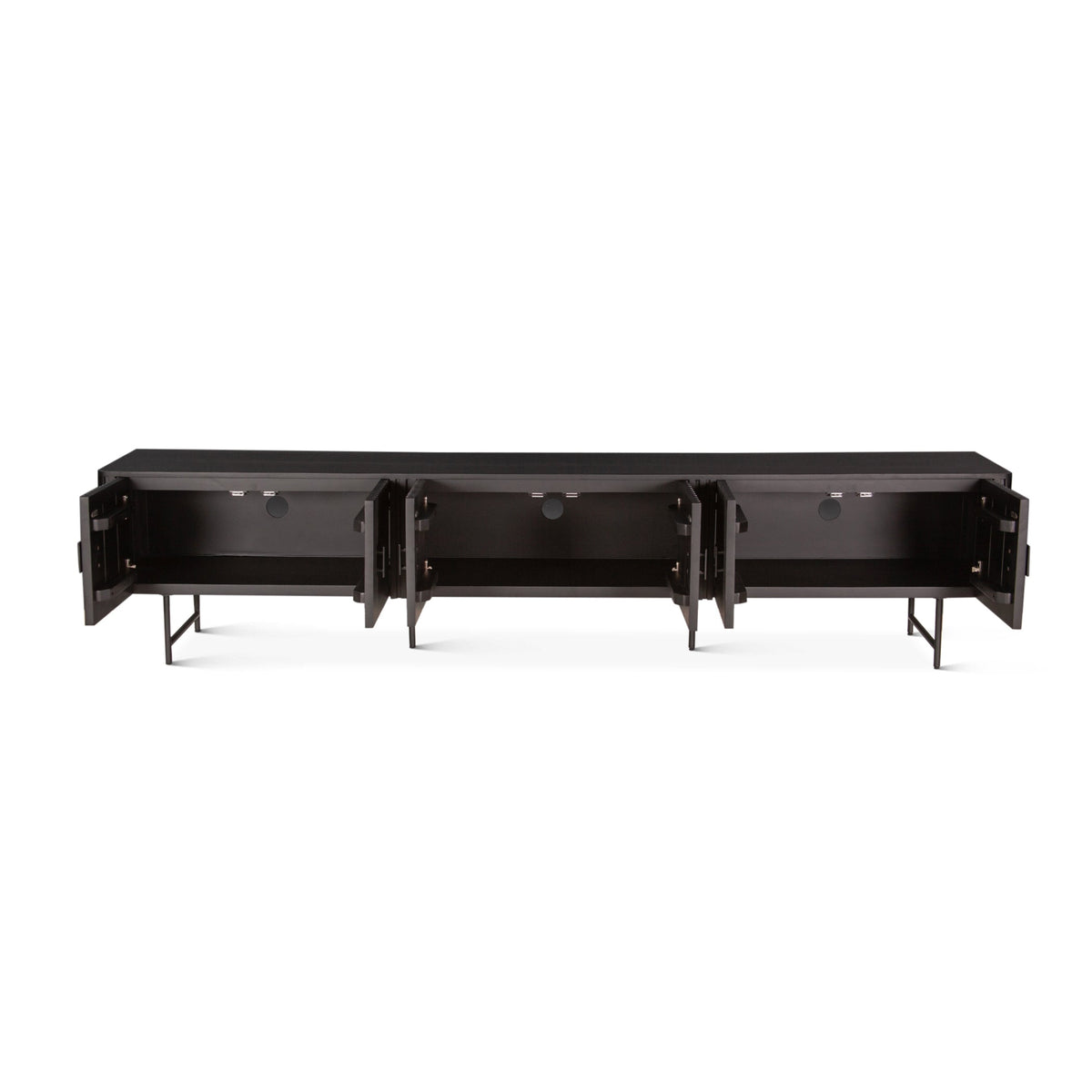 98" Matte Black Fluted Mango Wood Media Console
