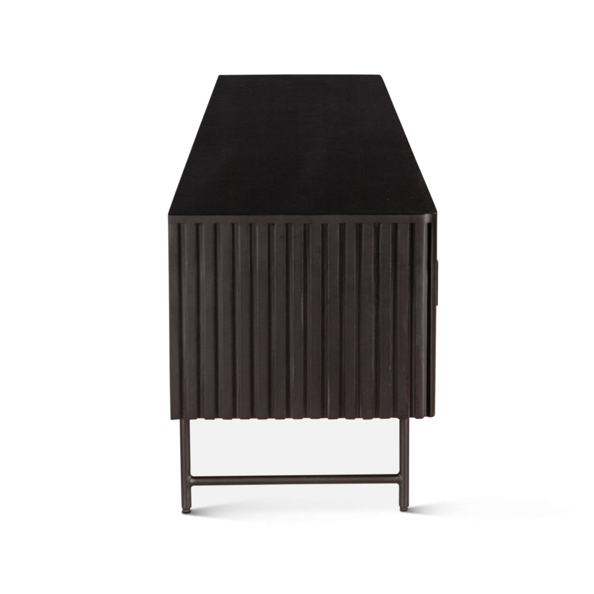 98" Matte Black Fluted Mango Wood Media Console