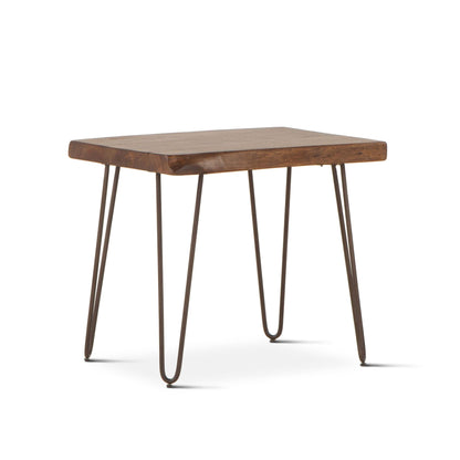 26" Walnut Acacia Wood Side Table