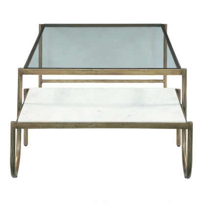 28" Glass and Marble Coffee Table