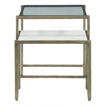 21.5" Glass and Marble Side Table