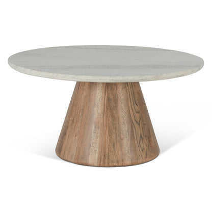 36" White Travertine and Light Mango Coffee Table