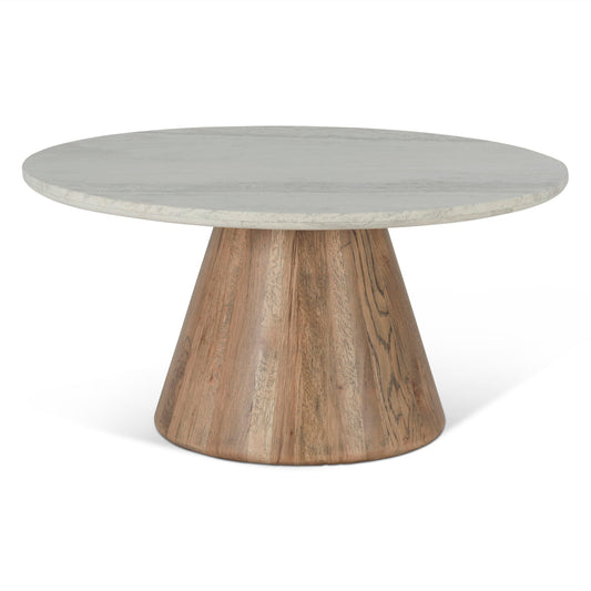 36" White Travertine and Light Mango Coffee Table
