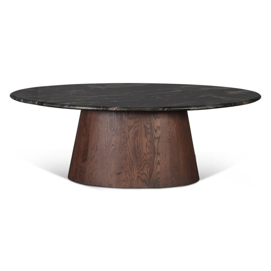 52" Lava Marble and Dark Oak Coffee Table