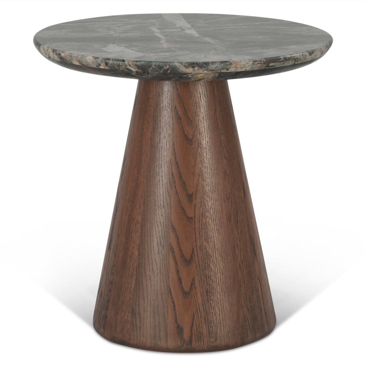 22" Lava Marble and Dark Oak Side Table