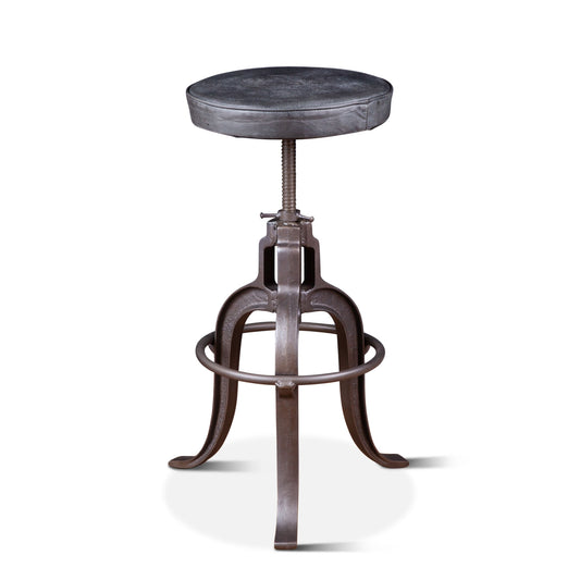 13" Black Leather Adjustable Stool