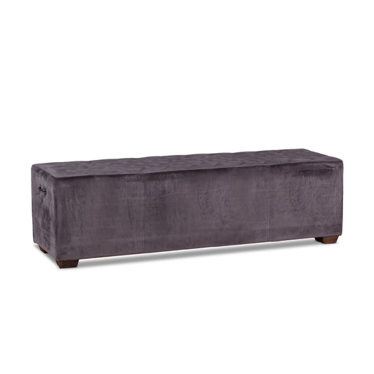 59" Asphalt Velvet Upholstered Bench