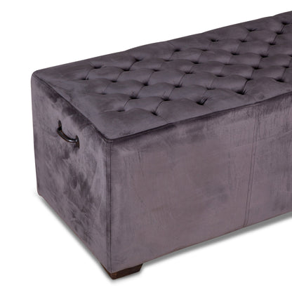 59" Asphalt Velvet Upholstered Bench