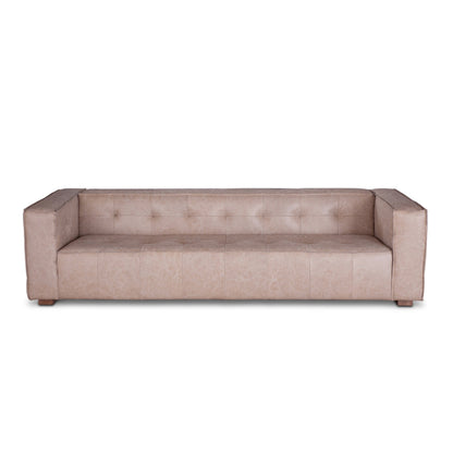 106" Vintage Cream Leather Sofa