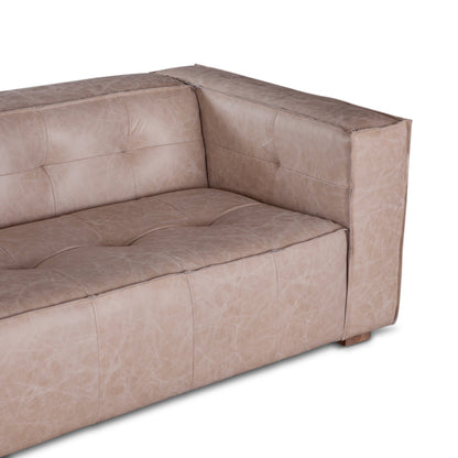 106" Vintage Cream Leather Sofa