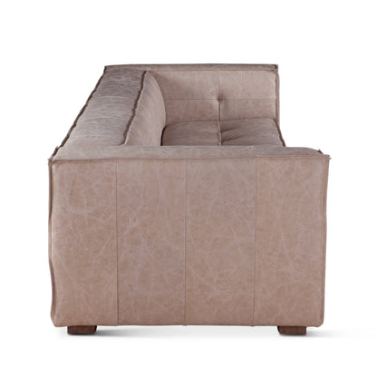 106" Vintage Cream Leather Sofa