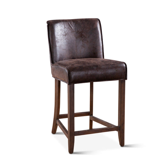 20" Dark Brown Leather Counter Chair