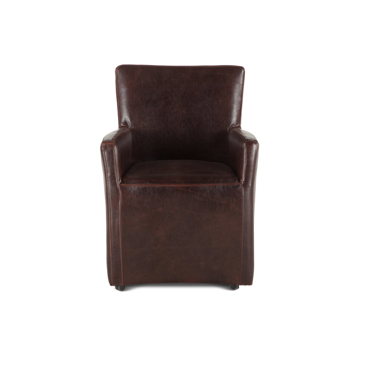 24" Brown Leather Wheeled Armchair