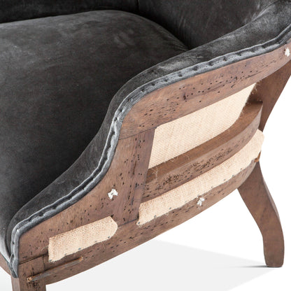 25" Gray Velvet Accent Armchair
