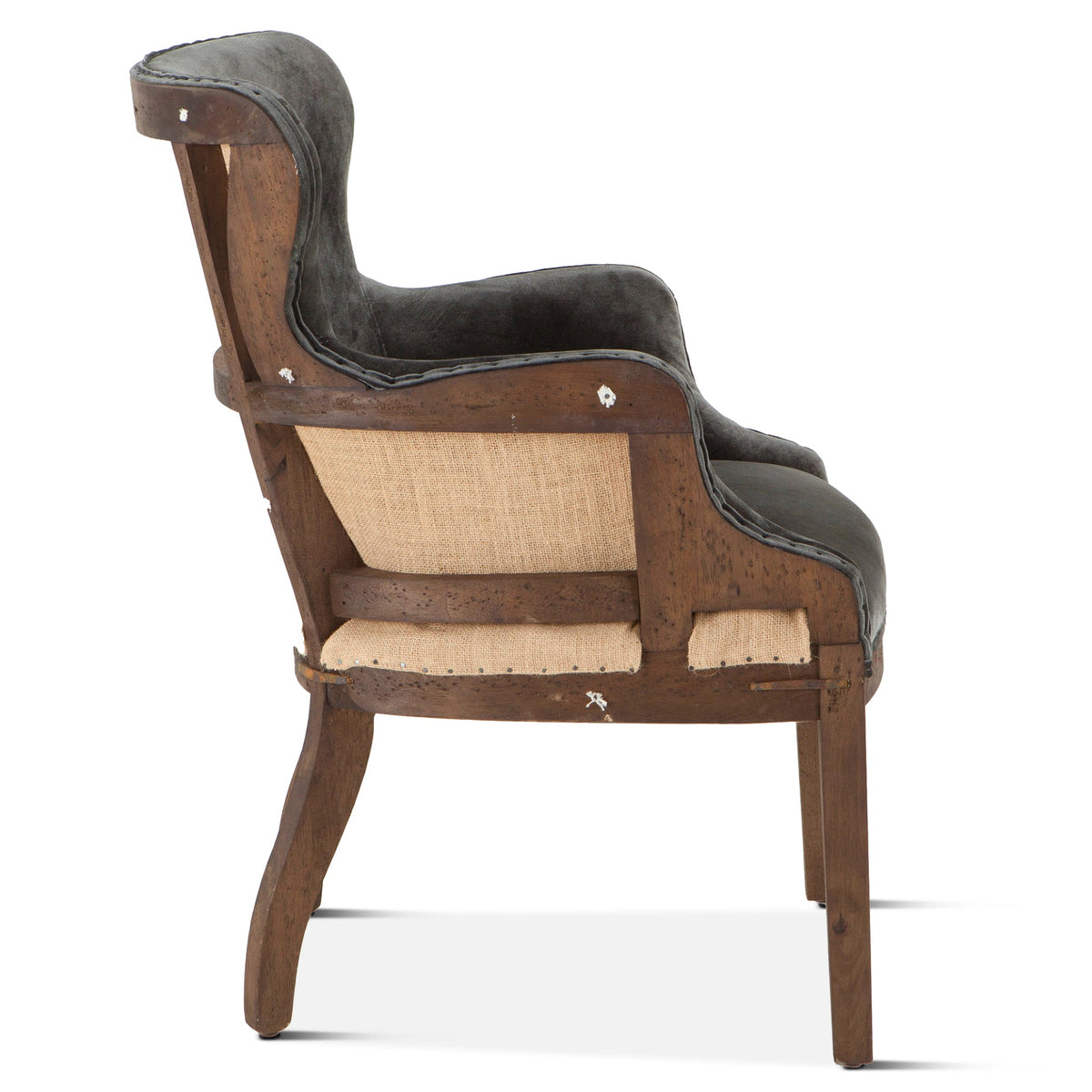 25" Gray Velvet Accent Armchair