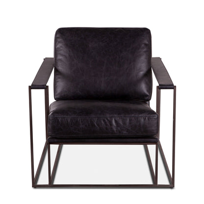 30" Ebony Black Leather Accent Chair