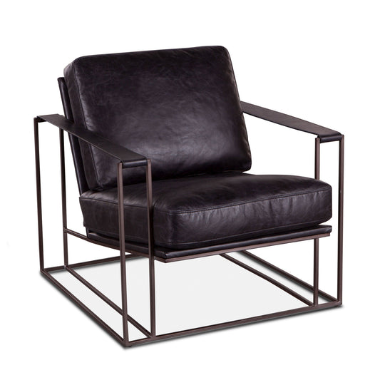 30" Ebony Black Leather Accent Chair