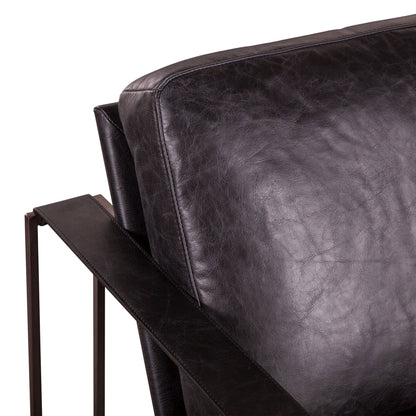 30" Ebony Black Leather Accent Chair