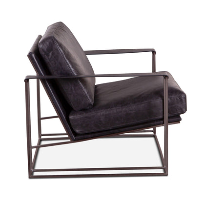 30" Ebony Black Leather Accent Chair