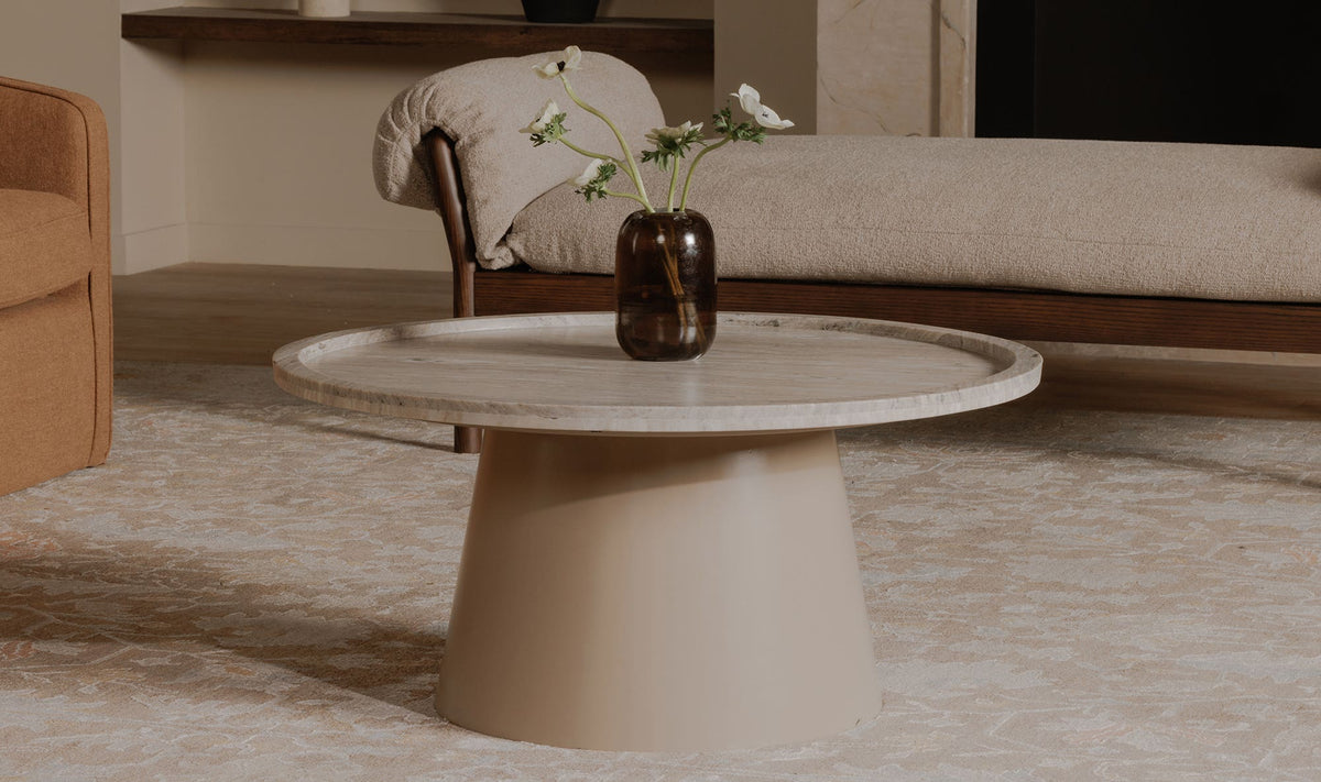 34" White Marble Coffee Table