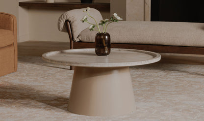 34" White Marble Coffee Table