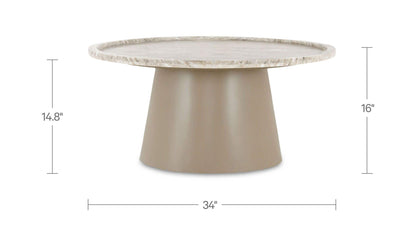 34" White Marble Coffee Table