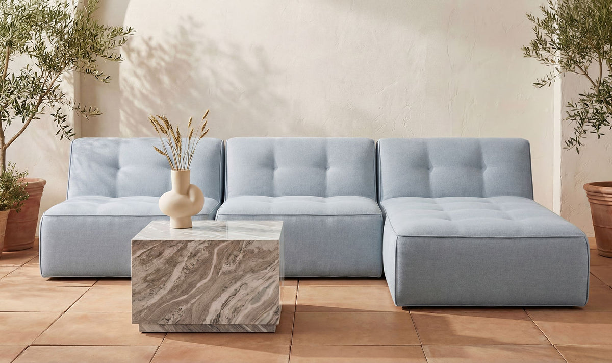 24" Light Brown Marble Coffee Table
