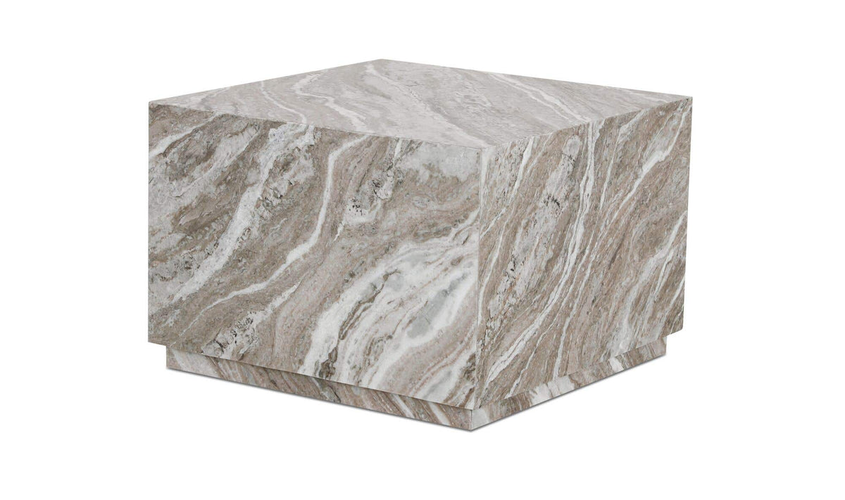 24" Light Brown Marble Coffee Table